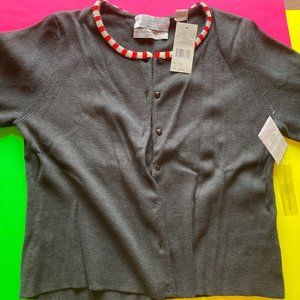 A Med Petite, Black Long Sleeve Holiday Sweater